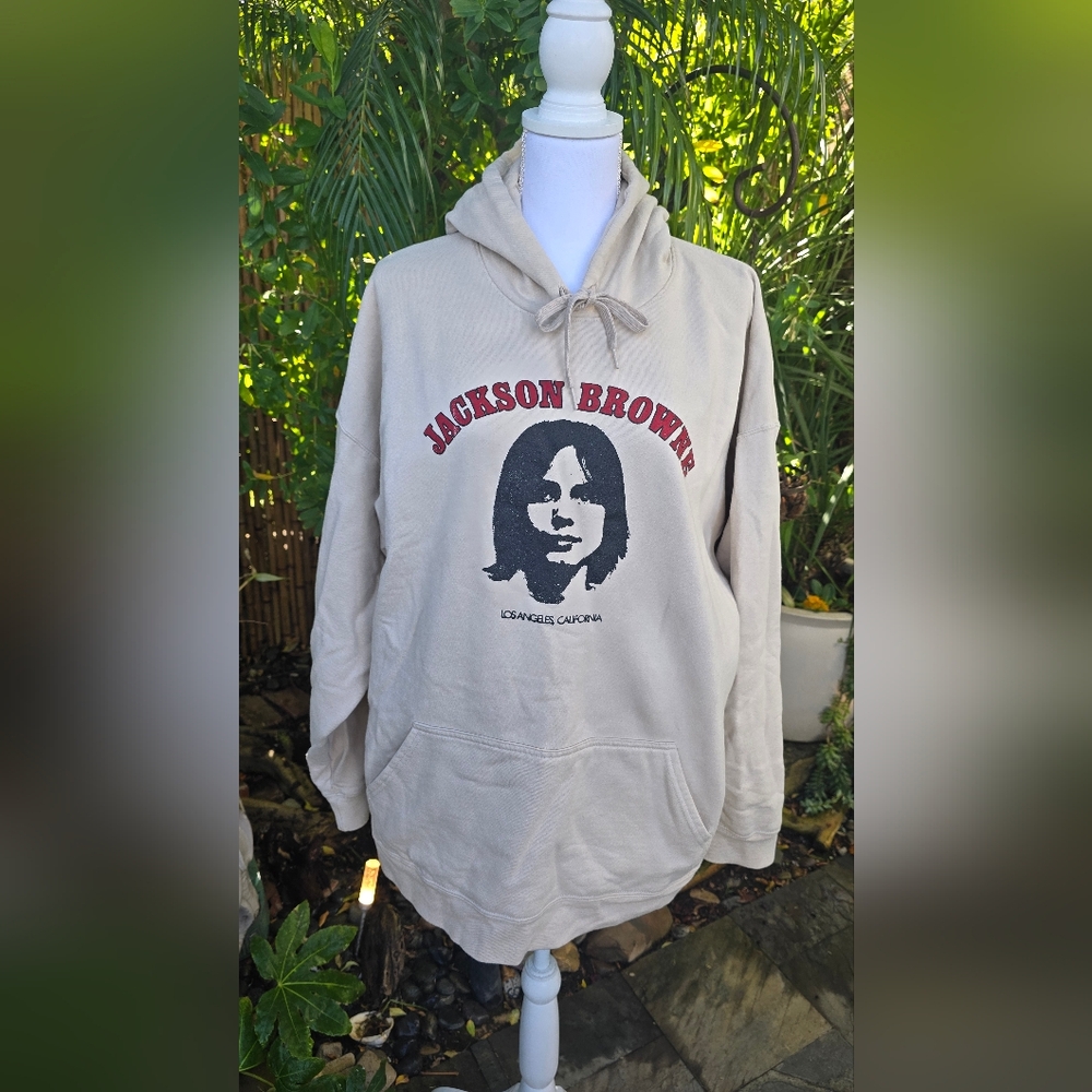 Jackson Browne Beige Hoodie (Official Concert Hoodie From Los Angeles) Size 2Xl